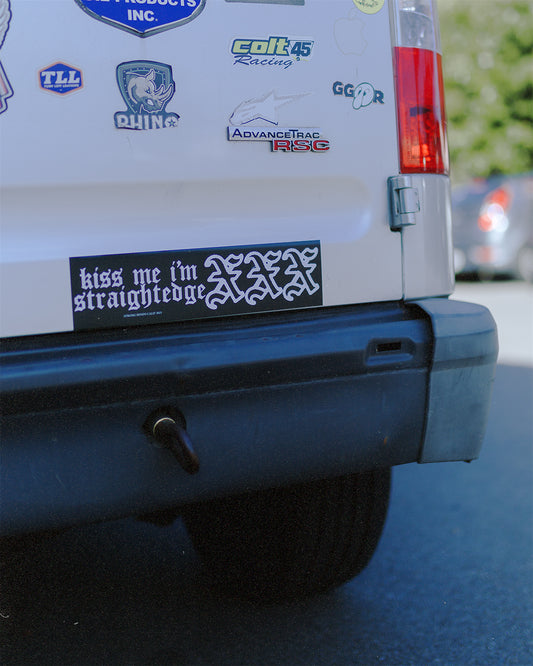 kiss me i'm straightedge bumper sticker