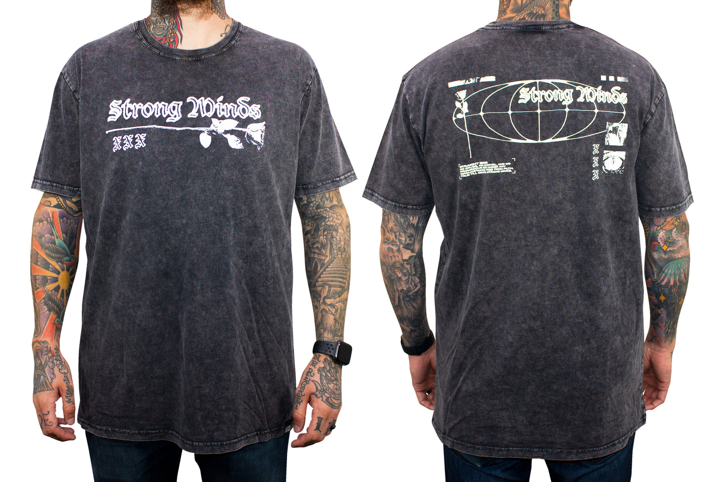 Mineral Wash Rose Tee Front and Back