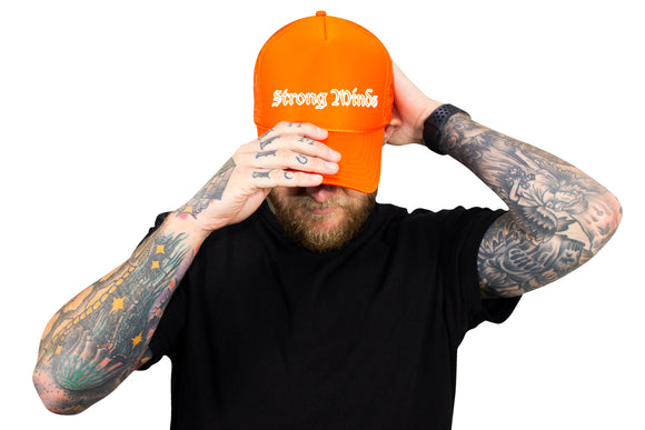 Strong Minds Orange Otto Hat worn