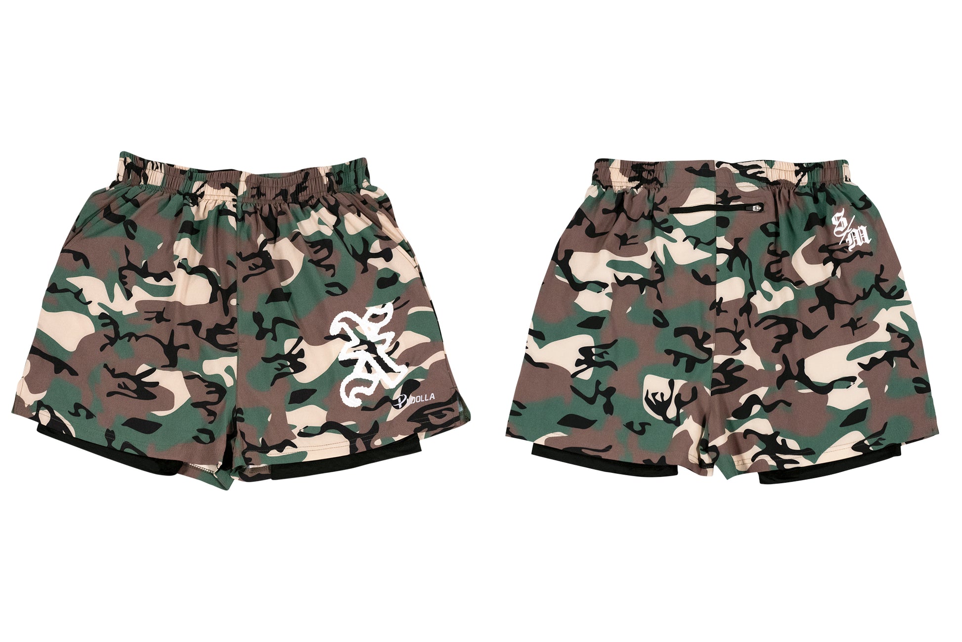 Strong Minds Camo Athletic 5” Shorts front back