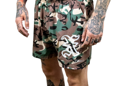 Strong Minds Camo Athletic 5” Shorts detail side view
