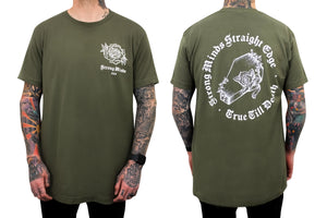 Till Death Coffin Green Tee front and back